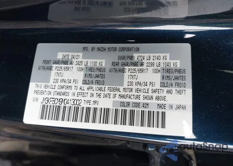 2021 Mazda Cx-5 Touring from USA, damaged, VIN JM3KFBCM9M0413002
